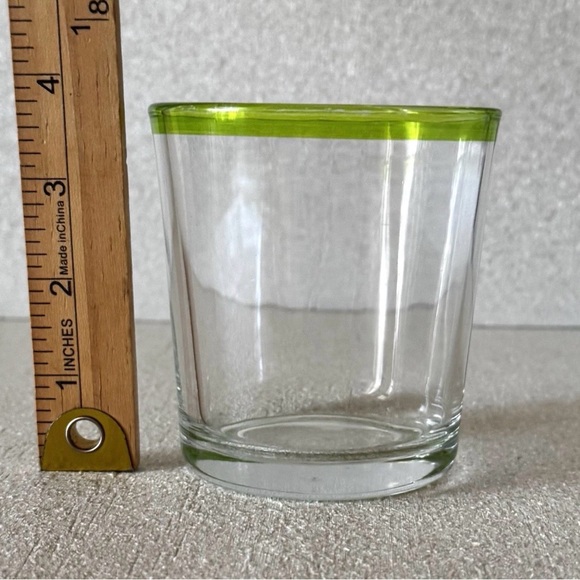 Rare Libbey Aruba Lime Neon Green Rim Rocks Glasses Tumblers 12 Oz - 2 Set VHTF - Picture 10 of 10